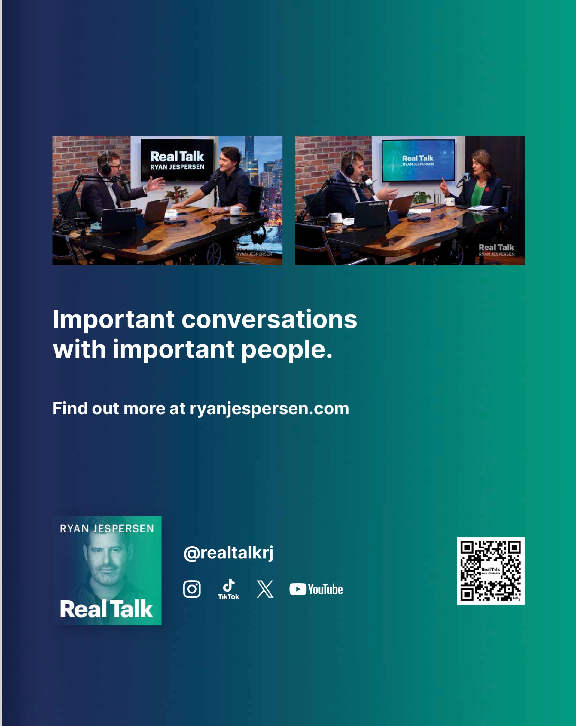 The Real Talk ad in Edify, October 2024: “Important conversations with important people,” the show’s card and set beside it