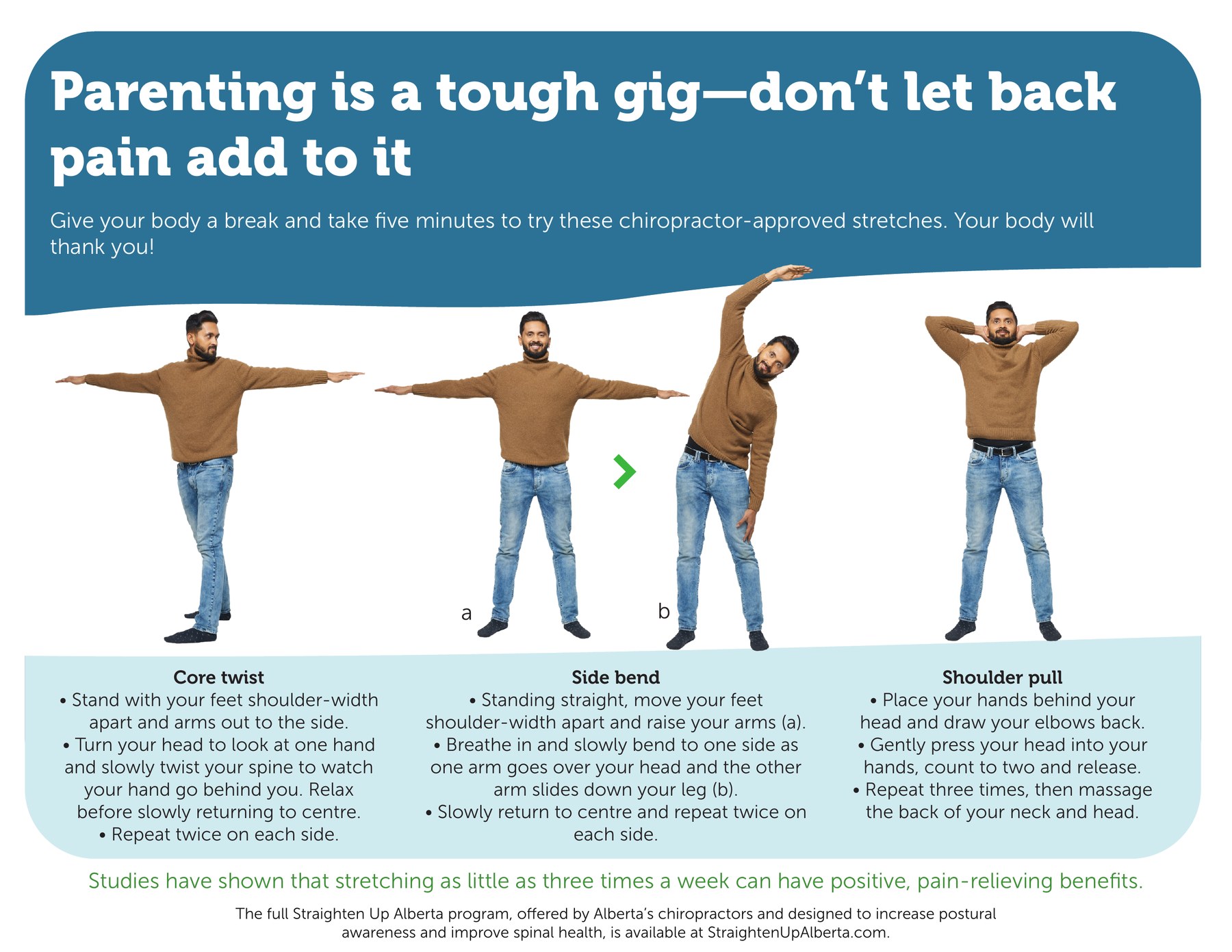 Program sheet for parents: Parenting is a tough gig, don’t let back pain add to it