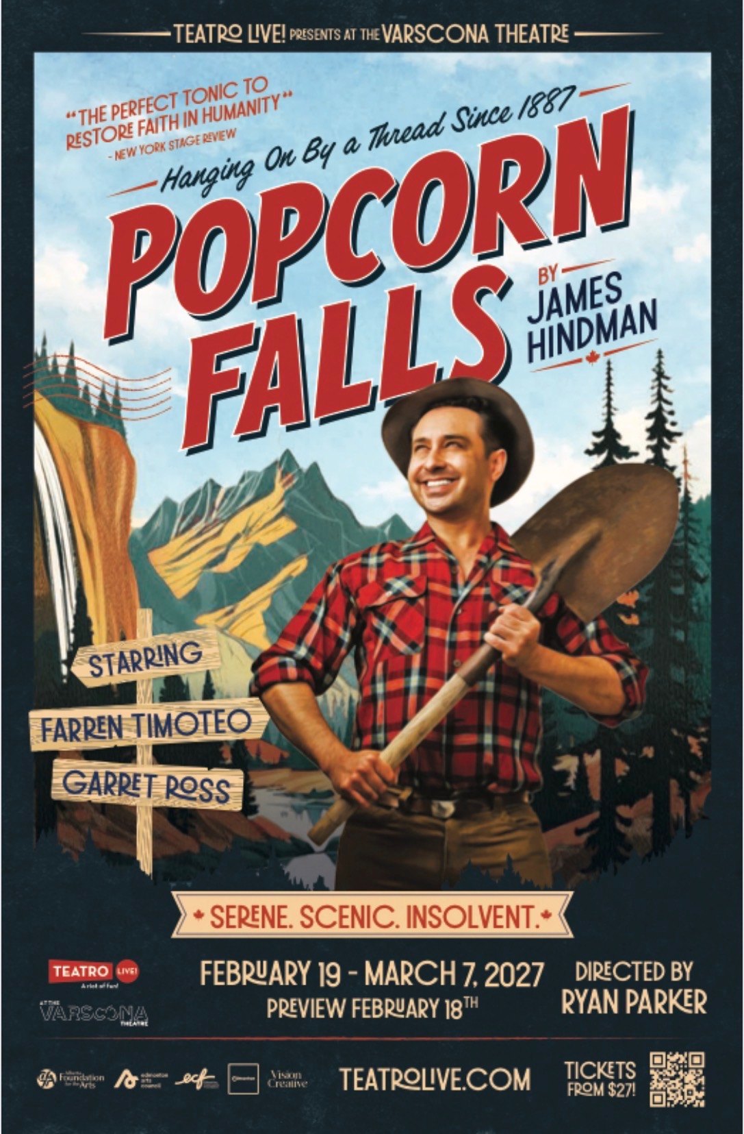 Teatro Live! poster for Popcorn Falls at the Varscona Theatre