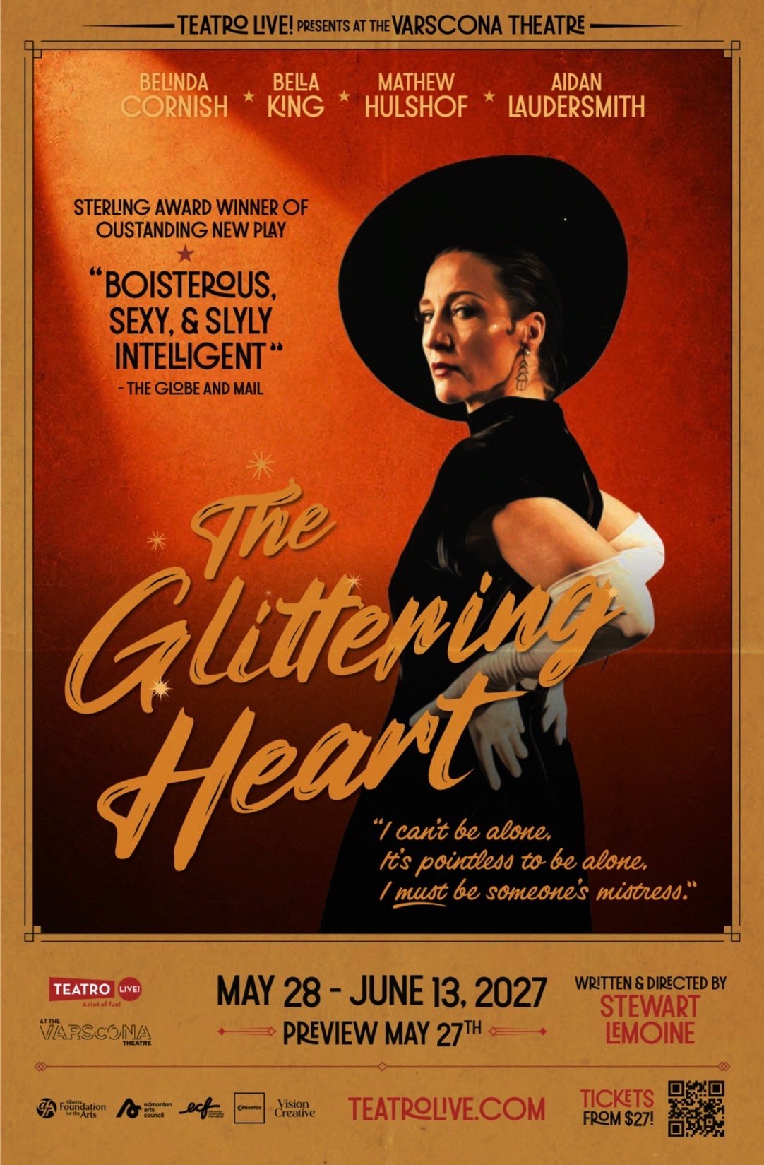 Teatro Live! poster for The Glittering Heart at the Varscona Theatre