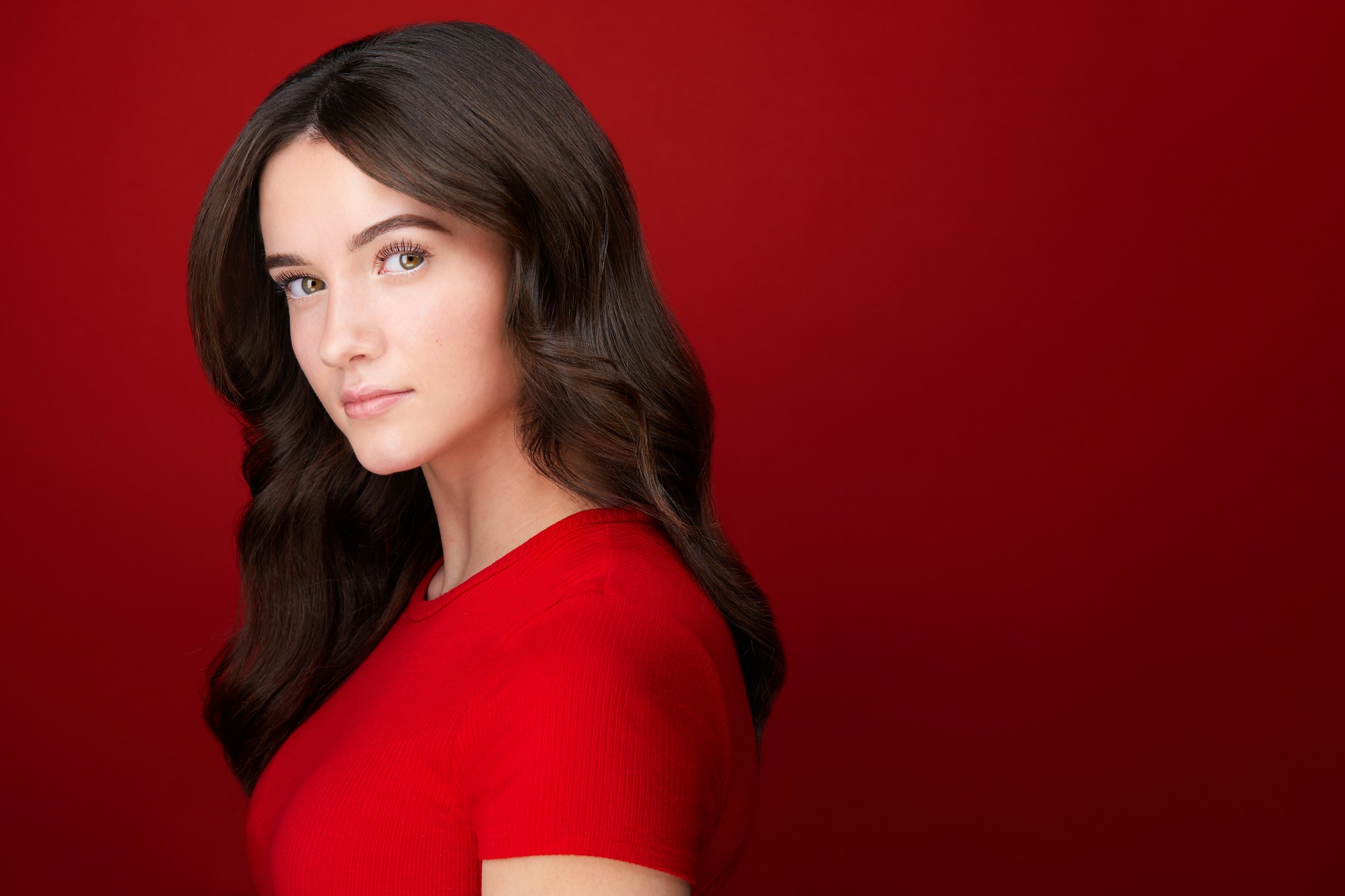 Dance headshot: a red top against red