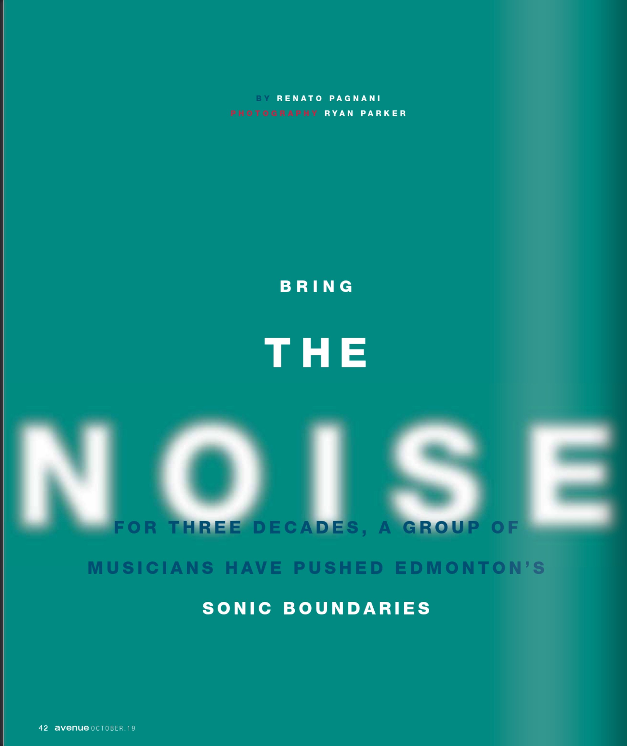 The opening page, Bring the Noise, set in white on teal