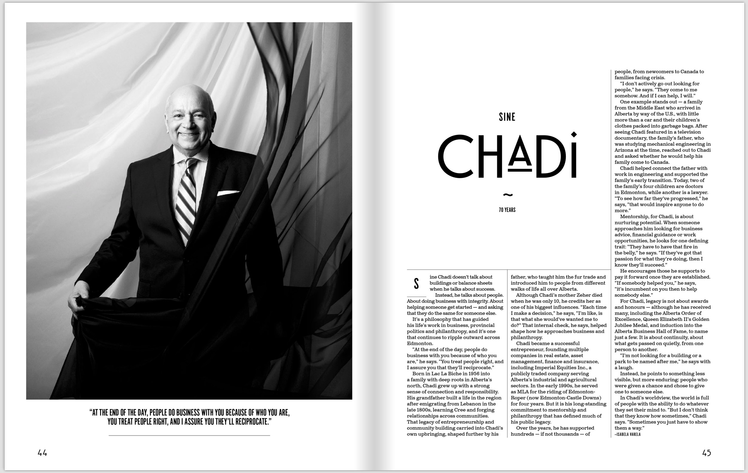 The spread for Sine Chadi