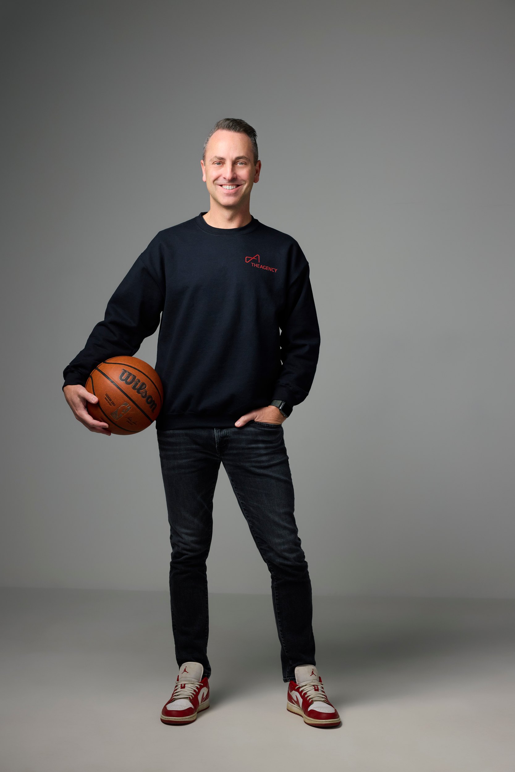The same session, with a basketball