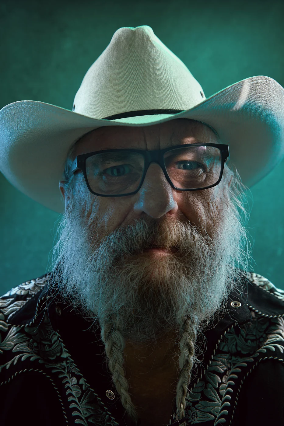 Portrait from Ryan Parker’s Slice of Light series — a single slice of light across the face, Edmonton