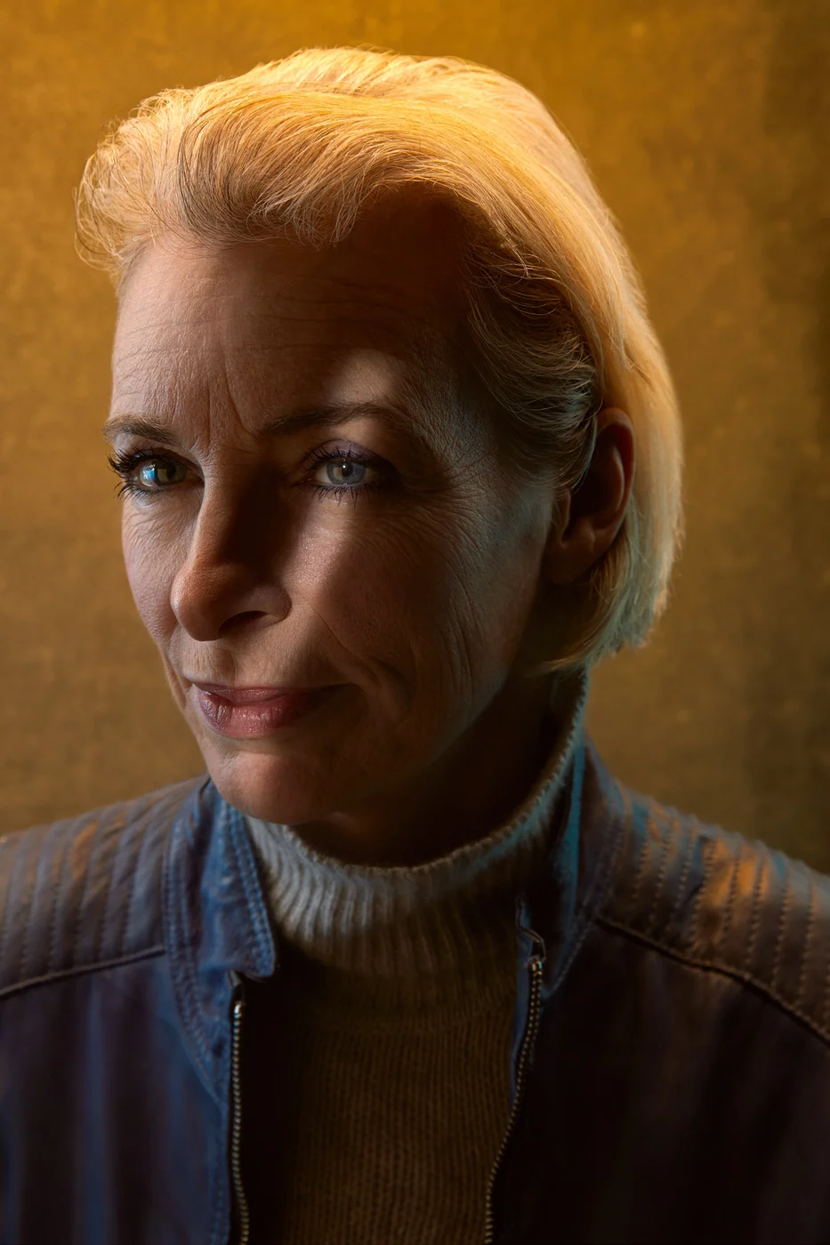 Portrait from Ryan Parker’s Slice of Light series — a single slice of light across the face, Edmonton